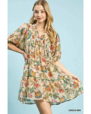 Umgee Floral Tiered Babydoll Dress - Multicolor