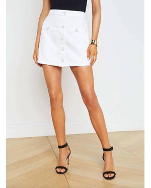 L'Agence Kris Denim Mini Skirt - White