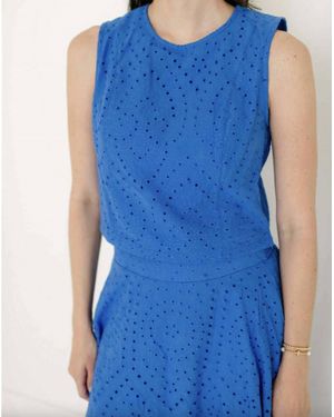 Sincerely Ours Eyelet Sleeveless Top - Blue