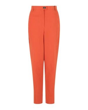 Ferragamo Gancini-Plaque Straight-Leg Pants - Red