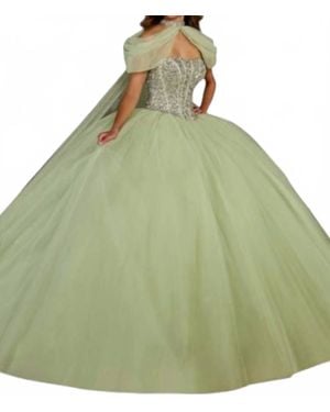 Rachel Allan Long Beaded Quinceanera Ball Gown - Green
