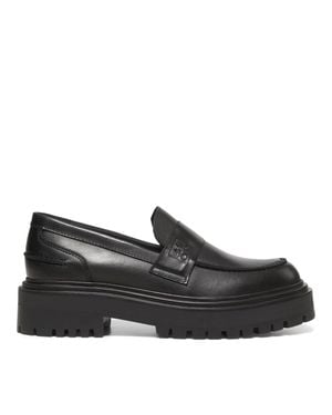 Marc O' Polo Elin 1A Classic Penny Strap Ridged Sole Leather Loafers - Black
