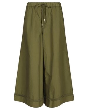 Mason's Cropped Wide-Leg Pants With Chino Jogger Style - Green