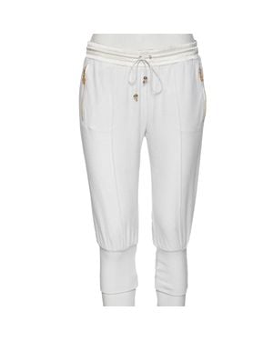 Roberto Cavalli Cotton Rib Knit Detailed Cropped Sweatpants - Gray
