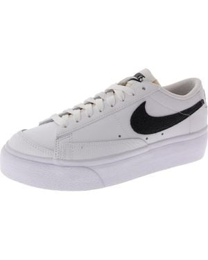 Nike Blazer Low Platform Faux Leather Platform Running & Training Shoes - Gray