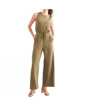 Davi & Dani Plus Solid Knit Jumpsuit - Green