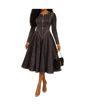 Karen T Design Long-Sleeve A-Line Bouncy Dress - Black