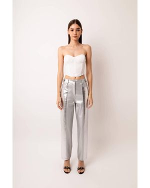 Amy Lynn Lupe Metallic Straight Pant - Natural