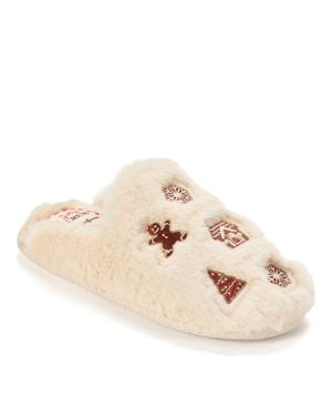 Dearfoams Holiday Fur Shaped Tab Scuff Slippers - Pink