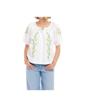 Karen Kane Embroidered Peasant Top - White