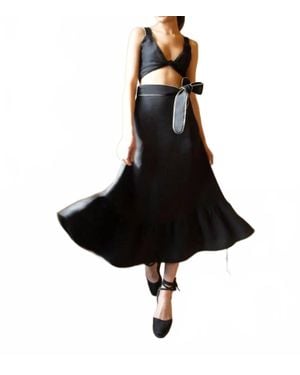 Rosewater House Noor Belted Midi Skirt - Black