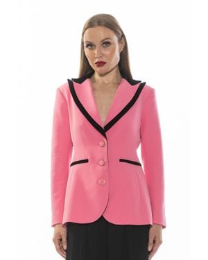 Alexia Admor Contrast Collar Velvet Trim Blazer - Pink