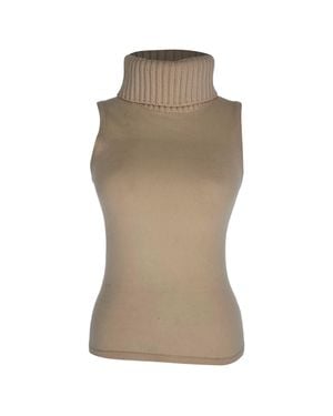 Michael Kors Turtleneck Knitted Sleeveless Top - Brown