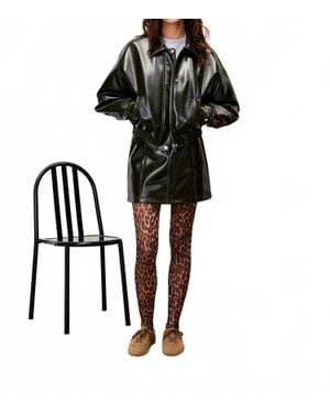 FRNCH Leather Beauvoir Bomber Jacket - Black