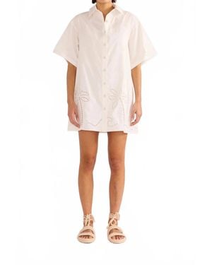 MINKPINK Romina Broderie Shirt Dress - White