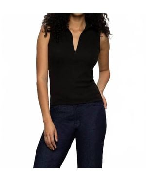 Sanctuary Sleeveless Zip Mock Top - Black