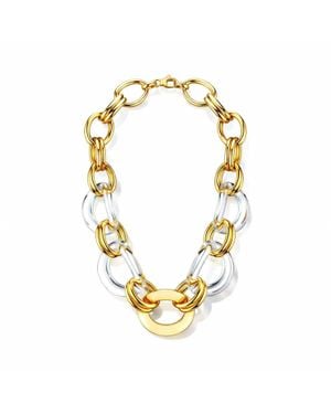 Gold & Honey Oversized Link Lucite Necklace - Metallic