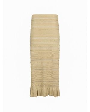 Liu Jo Flounced Hem Punched Sweater - Natural