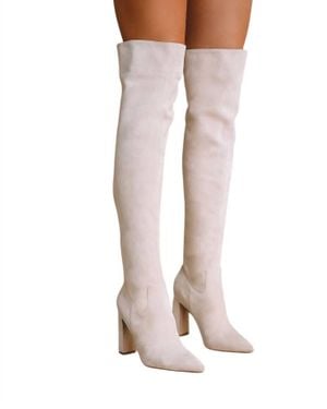 Billini Aaliyah Over The Knee Suede Boots - White