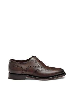 Santoni Enrico Model Leather Oxford Brogue Goodyear - Brown