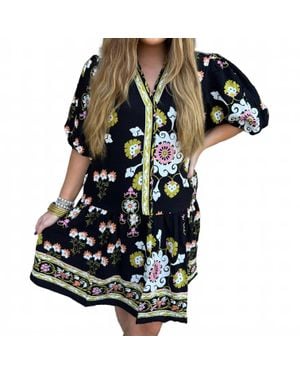 Thml Puff Sleeve Floral Dress - Blue