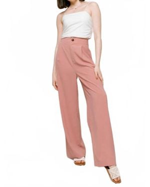 CALISTA Solid Wide Leg Dress Pant - Pink
