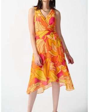 Joseph Ribkoff Tropical Print Fit And Flare Dress - Orange