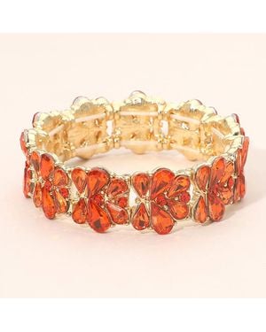 Fashnzfab Teardrop Cluster Stretch Evening Bracelet - Orange