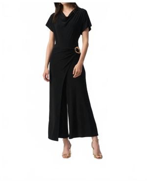 Joseph Ribkoff Cowl Neck Wrap Front Jumpsuit - Black