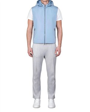 Moorer Hooded Sleeveless Vest - Blue