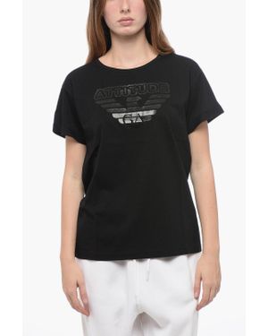 Armani Emporio Crew Neck Attitude T-Shirt With Ton Sur Ton Logo - Black