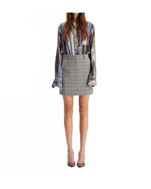 Theo the Label Eudora Sequined Prince Of Wales Mini Skirt - Gray