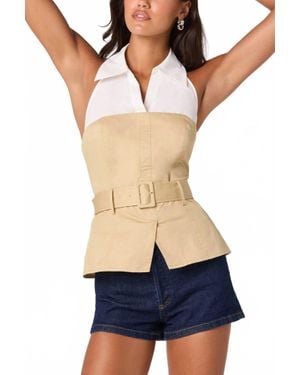 Astr Collar Halter Top - Blue