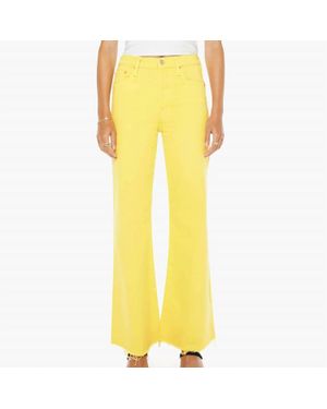 Mother Tomcat Roller Fray Wide Leg Jeans - Yellow
