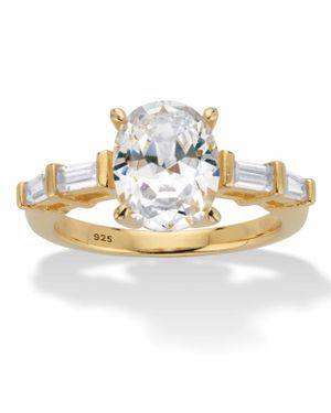 Palmbeach Jewelry 3.08 Cttw. Oval And Baguette Cubic Zirconia-Plated Engagement Ring - Metallic