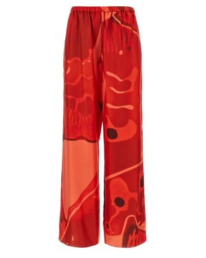 Ferragamo Palazzo Silk Pants - Red