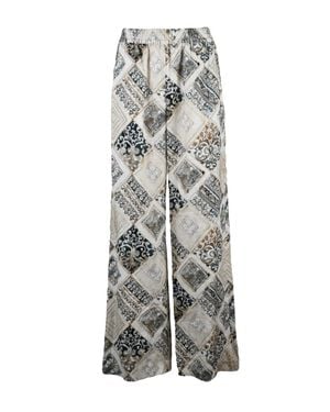 Eleventy Wide Leg Linen Pants - Gray