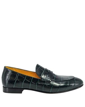 Madison Maison Leather Flat Moc Croc Loafer - Blue