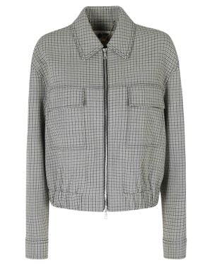 Ports 1961 Ivory Checkered Dropped Shoulder Wool Jacket - Gray