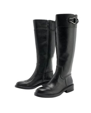 Vince Camuto Andalian Leather Wide Calf Knee-High Boots Gal1366 - Black