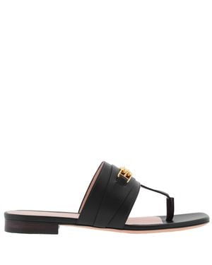 Bally Dorely Leather Flat Sandals - Black