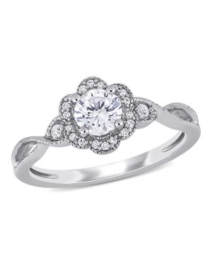 Mimi & Max 5/8Ct Tgw Created Sapphire 1/10Ct Tw Diamond Ring Sterling - Metallic