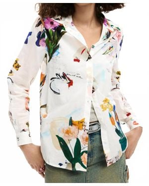 Desigual Floral Collage Shirt - White