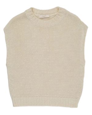 Zanone Neutral Boxy Fit Knitted Sleeveless Top - Natural
