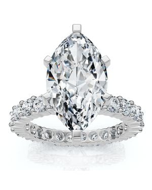 Pompeii3 Certified 4.40Ct Marquise Eternity Engagement Ring 14K Or Pt Lab Grown - Blue