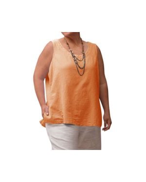 On The Plus Side Crinkle Cotton Sleeveless Top - Brown