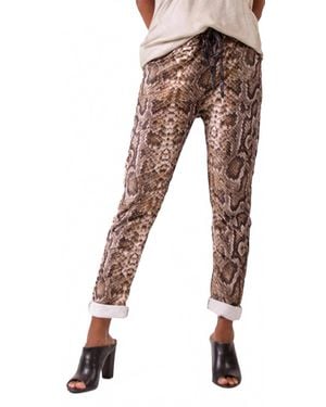Gigi Moda Snake Print Tie-Waist Pants - Black
