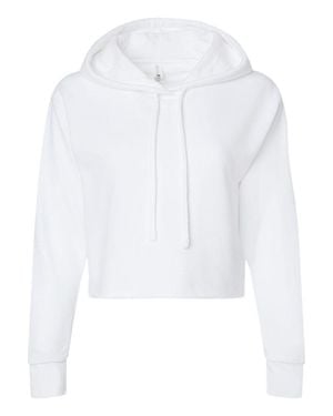 Next Level Laguna Sueded Raw Edge Crop Hoodie - White