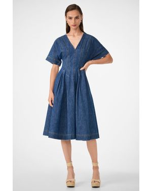 Trina Turk Ashe Short-Sleeve Denim Dress - Blue