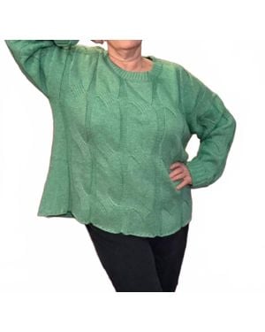 Davi & Dani Round Neck Sweater - Green